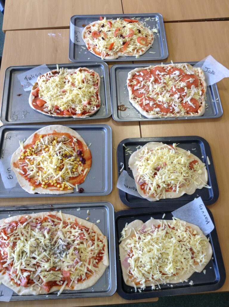 Eagle class pizzas before cooking...