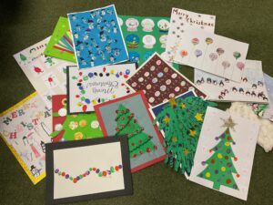Cards designed by class pupils and The Student Council