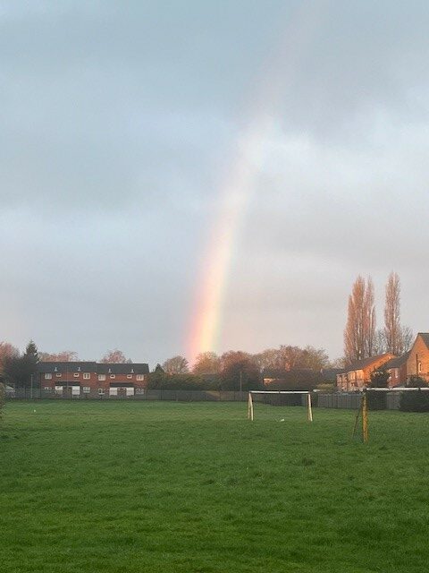 Photo of the rainbow which appeared over the school in February 2024