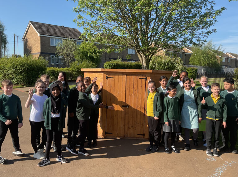 Reading ambassadors with our new reading shed!