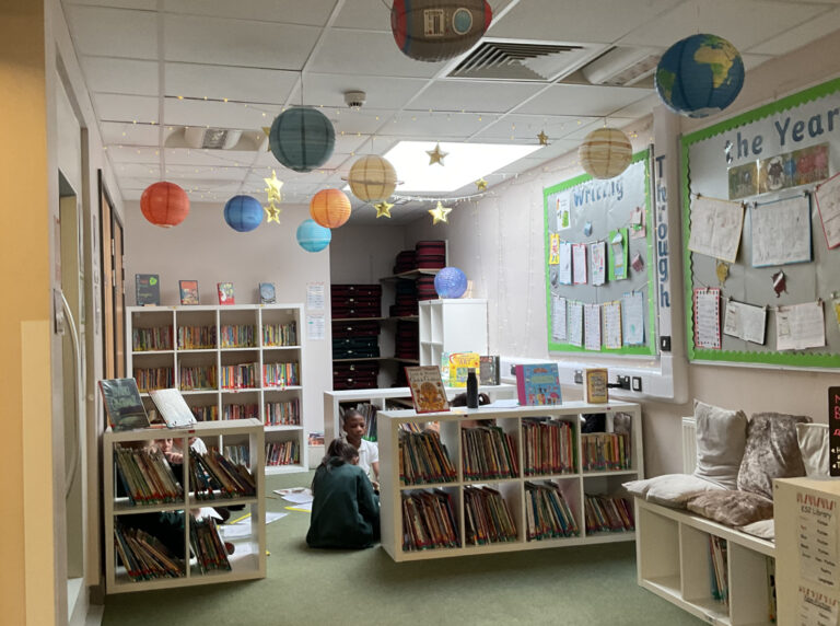 Upper school library all tidy and ready for children to be transported out of this world!